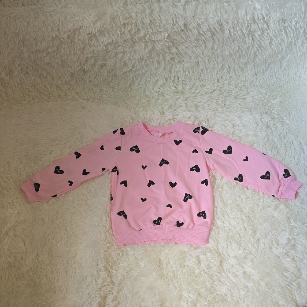 Pink Heart Kids Sweatshirt And Pants Set